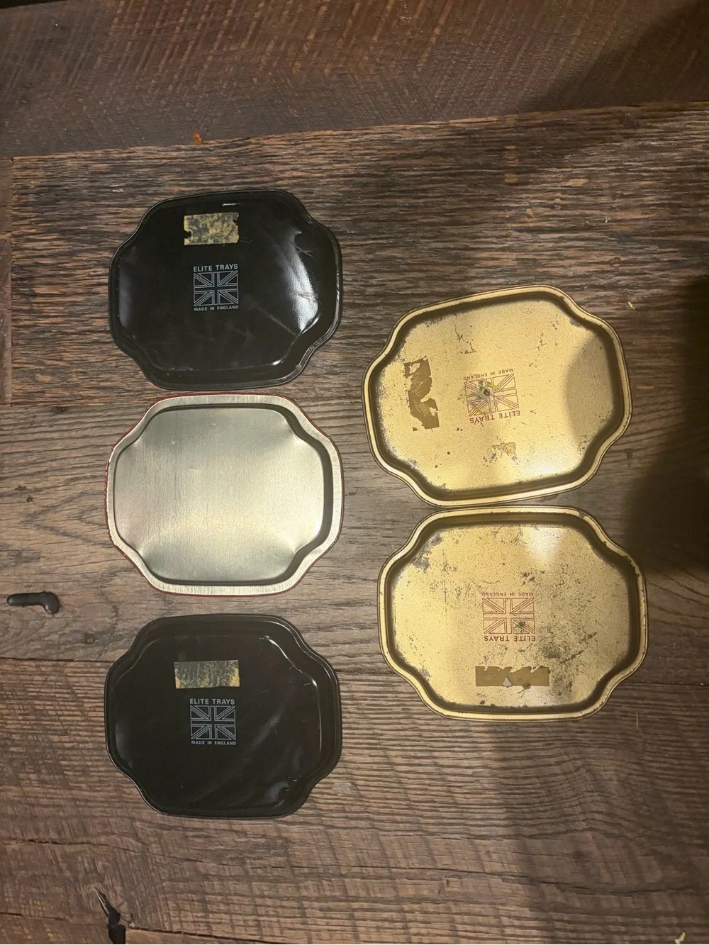 Vintage Elite Trays Made in England Set of 5 Bird & Chinoiserie